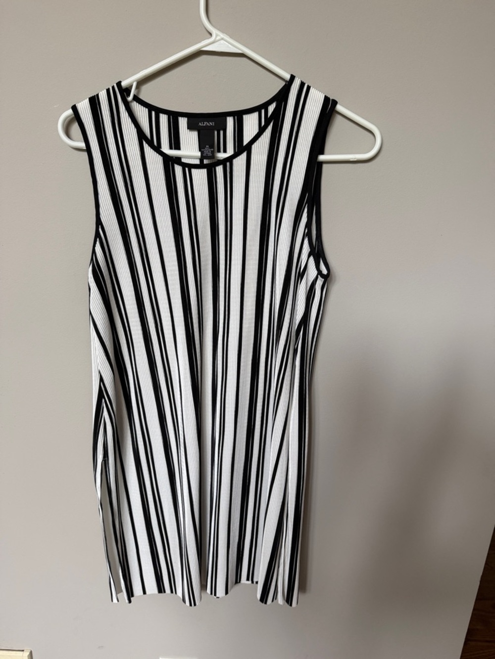 Alfani Black & White Vertical Stripe Sleeveless Mini Dress